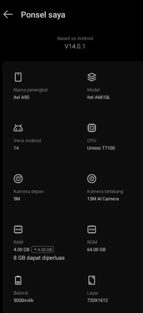 Itel a90 ram4.00gb