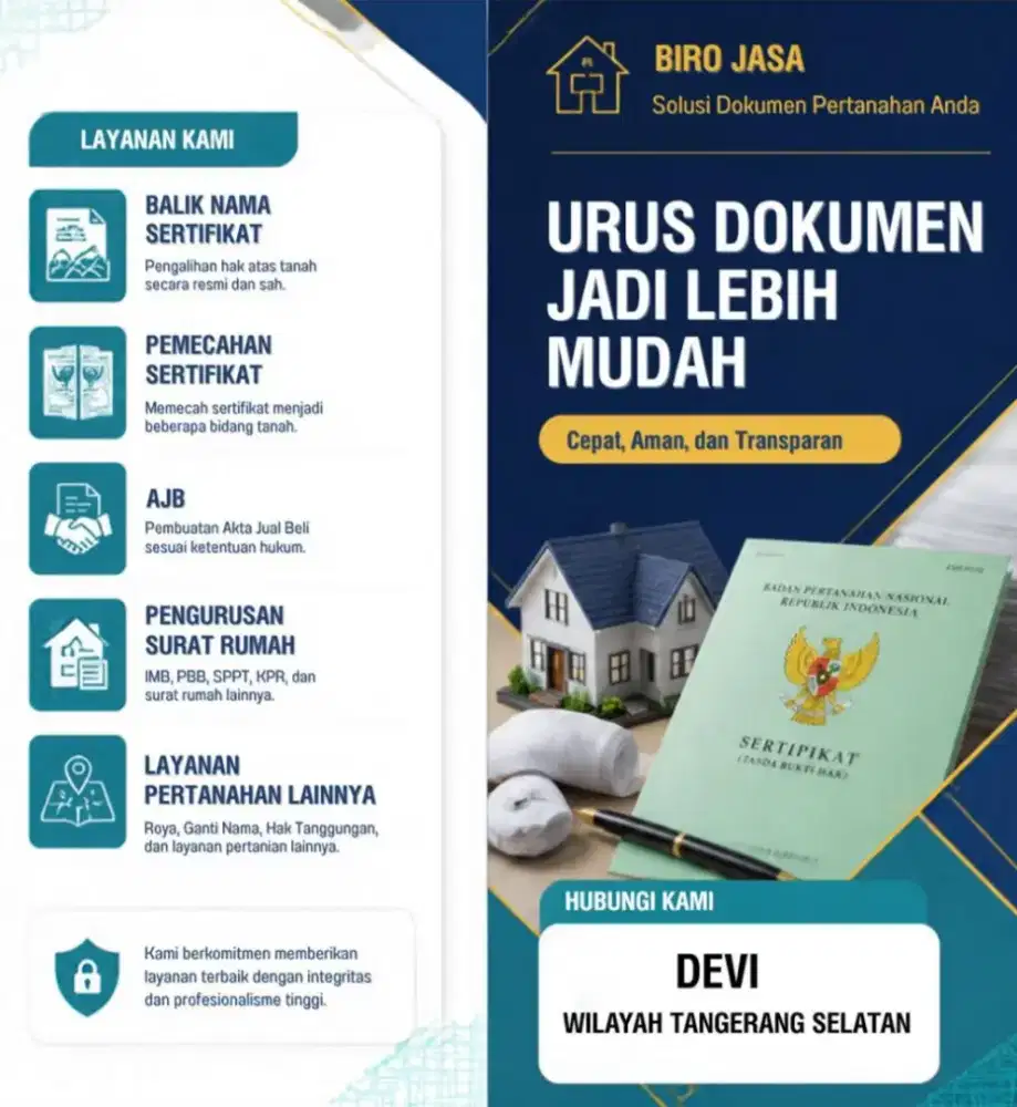 Menerima Pengurusan Surat Surat Tanah Daerah Tangerang Selatan