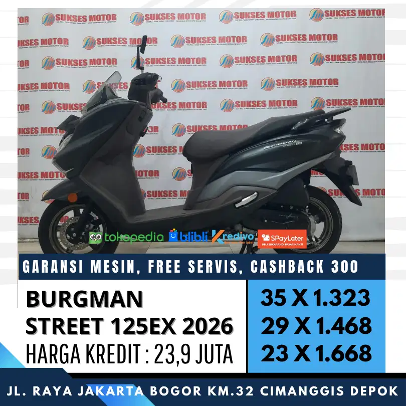 SUZUKI BURGMAN 125EX 2026 MULUS KM LOW CASH KREDIT CC/PAYLATER