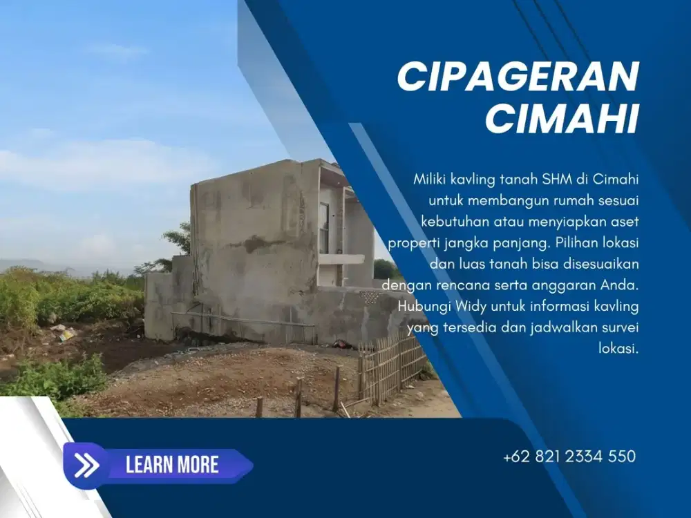 Dijual Tanah Kavling SHM 132 m² di Cipageran Cimahi Dekat Alun-Alun