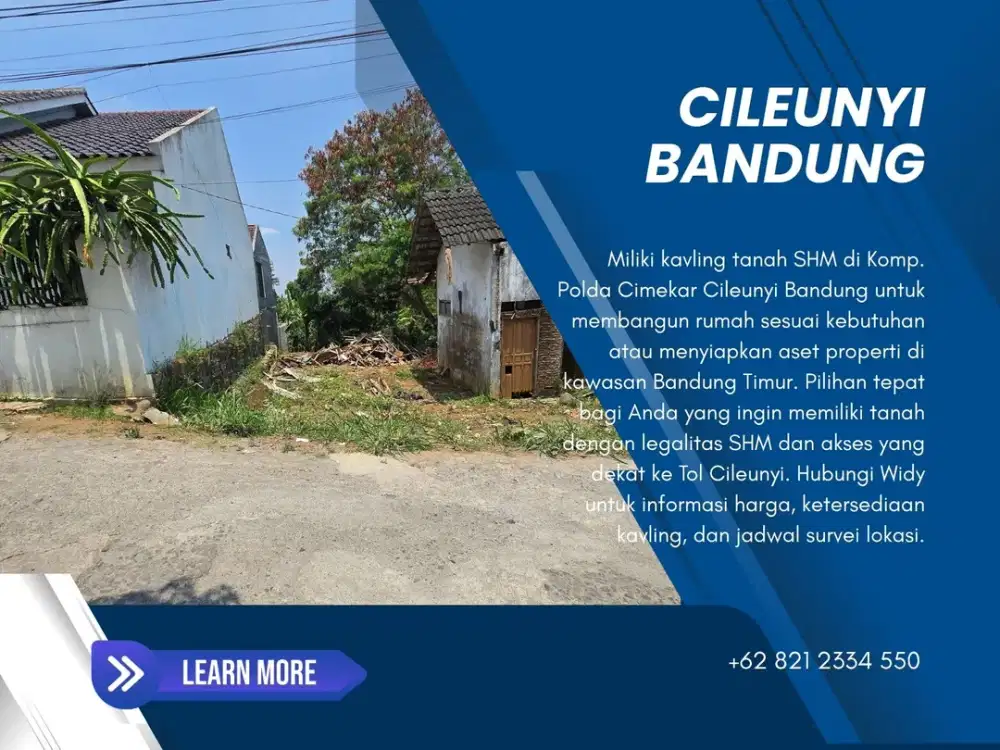 Dijual Tanah Kavling SHM 101 m² di Cimekar Cileunyi Dekat Tol