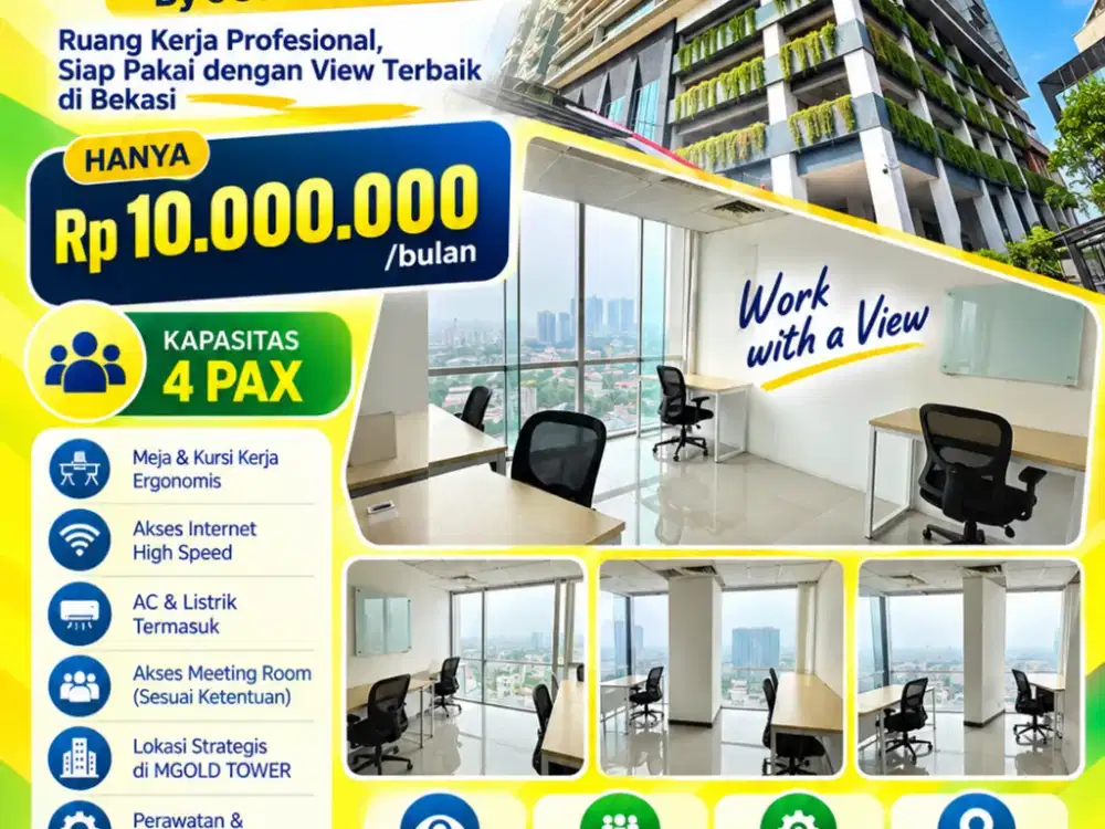 SERVICED OFFICE MGOLD TOWER BEKASI – VIEW (KAPASITAS 4 PAX)