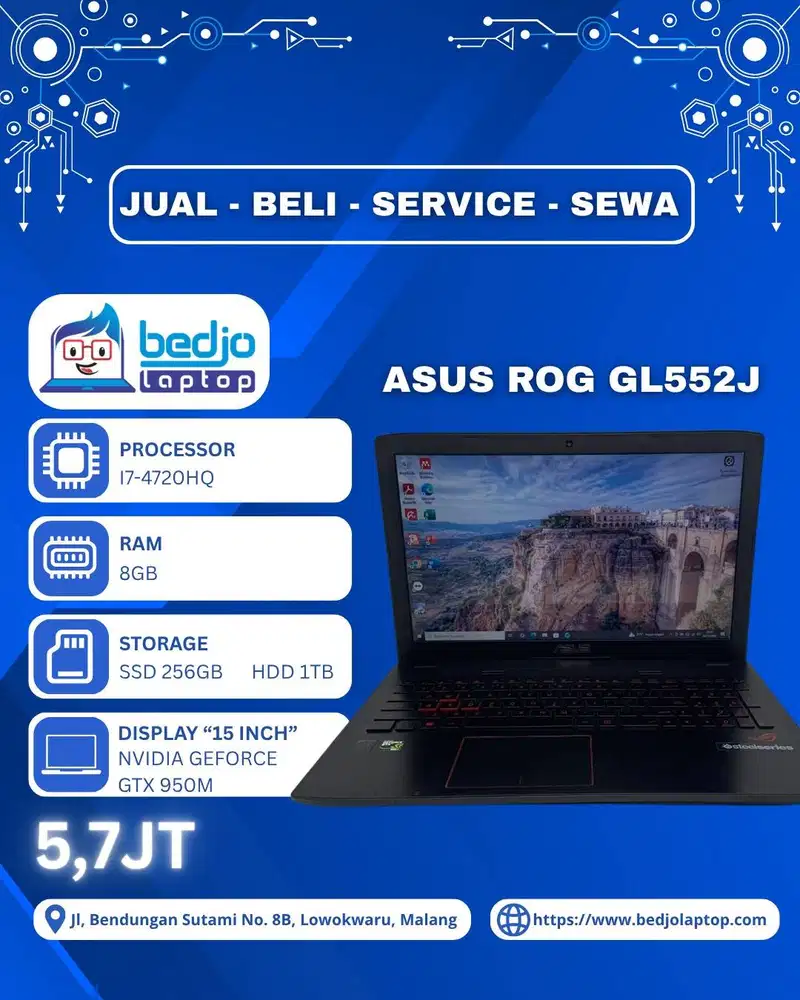 Laptop Gaming Gahar Dual Storage, ASUS ROG GL552J
