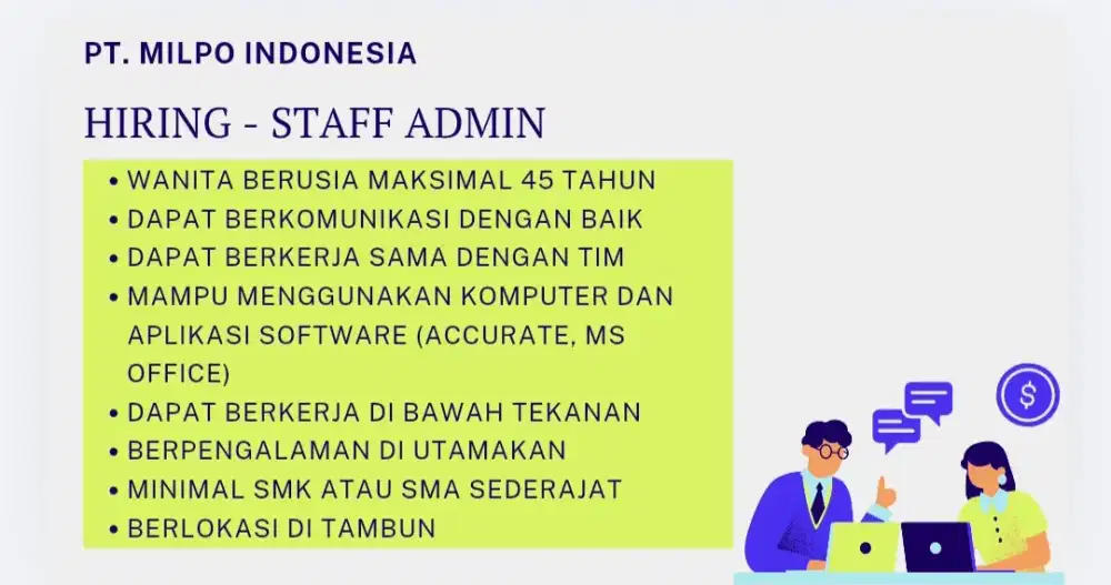 Di butuhkan admin