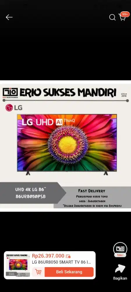 Jual tv LG 86 inc   IA smart think