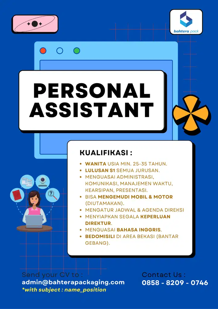 DIBUTUHKAN SEGERA PERSONAL ASSISTANT, DESIGN GRAPHIC & MARKETING!!