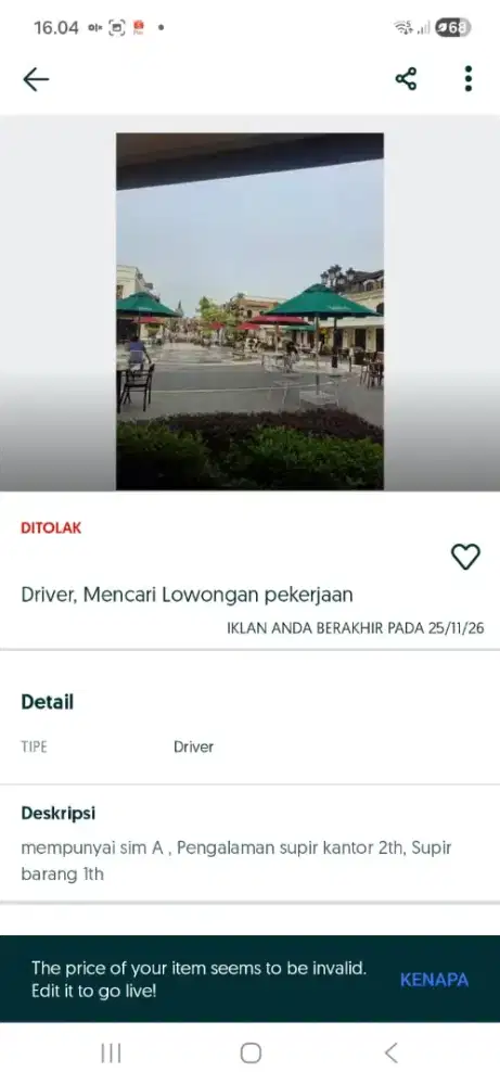 Nyari pekerjaan supir untuk diri sendiri