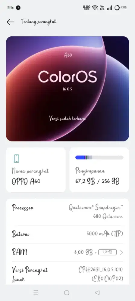 Oppo A60 RAM 8/256