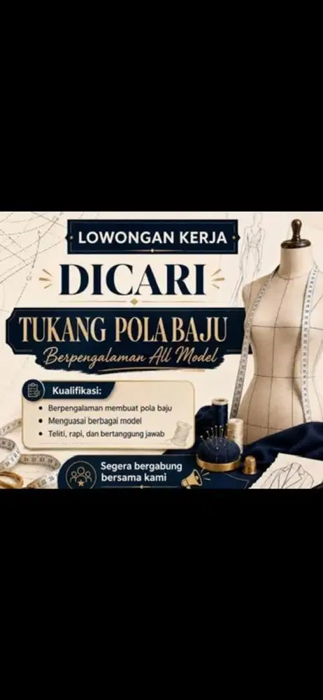 LOWONGAN TUKANG POLA BAJU