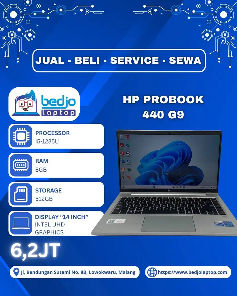 Laptop Ngebut Core i5 Gen 12 SSD 512GB, HP ProBook 440 G9