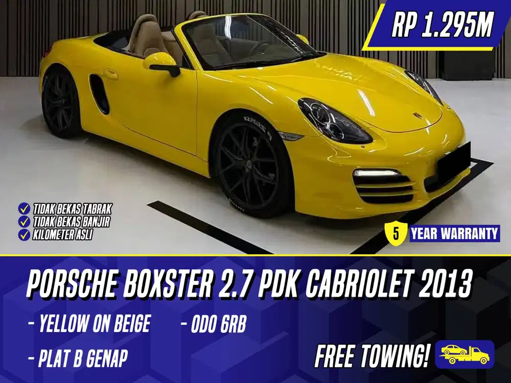 Porsche Boxster 2.7 PDK Cabriolet 2013 Yellow on Beige Kuning Cabrio