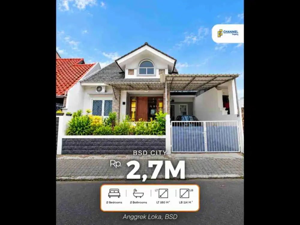 JUAL Rumah Bagus 1 Lantai Siap Huni Dekat Akses Tol dan Stasiun BSD Anggrek Loka, Nn
