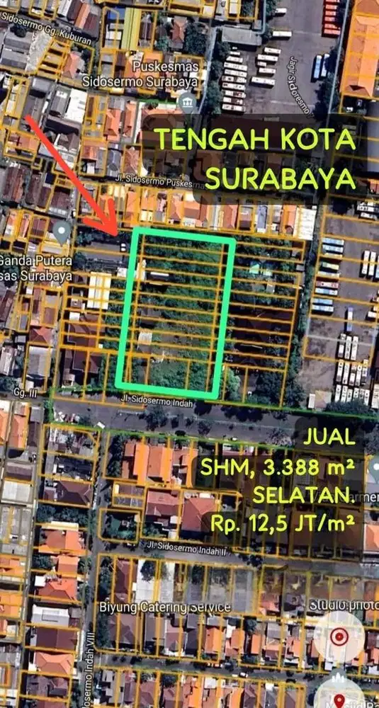 12.5JT/M2 STRATEGIS! TANAH KOMERSIAL RAYA SIDOSERMO INDAH