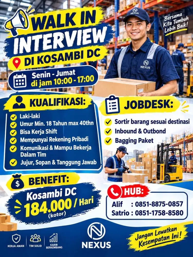 LOWONGAN DAILY WORKER  - KOSAMBI DC