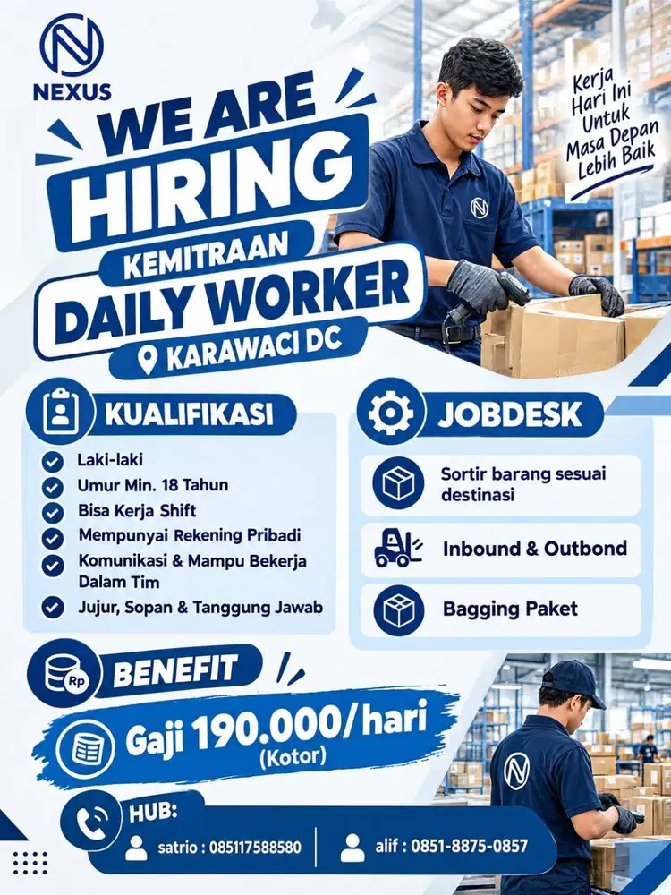 LOWONGAN DAILY WORKER  - KARAWACI DC