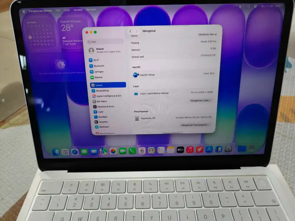 Macbook Neo 8/512GB silver garansi panjang