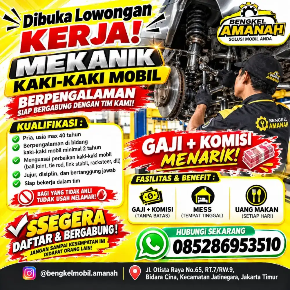 Lowongan mekanik kaki kaki mobil