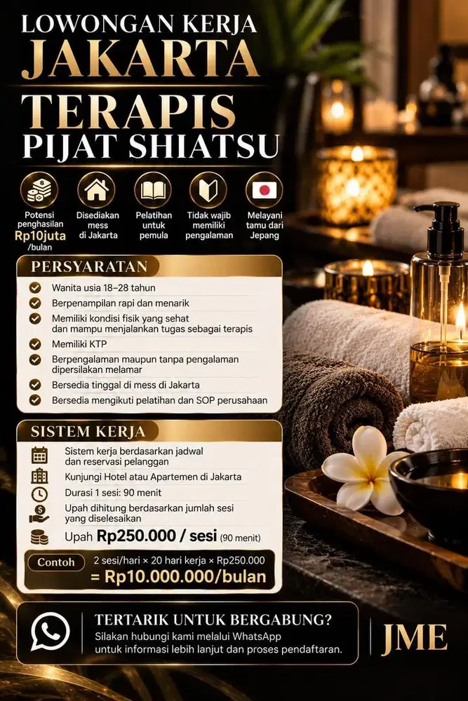 LOWONGAN KERJA LOKER | TERAPIS PIJAT SHIATSU THERAPIST JAKARTA