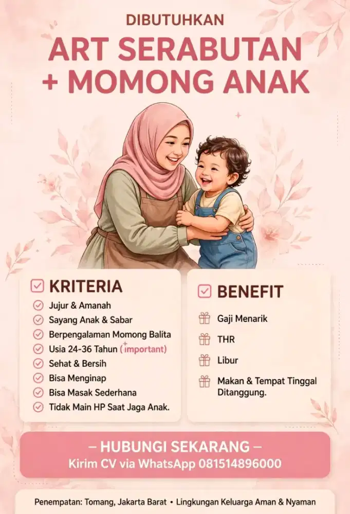 KERJA ART SERABUTAN MOMONG ANAK JAKARTA