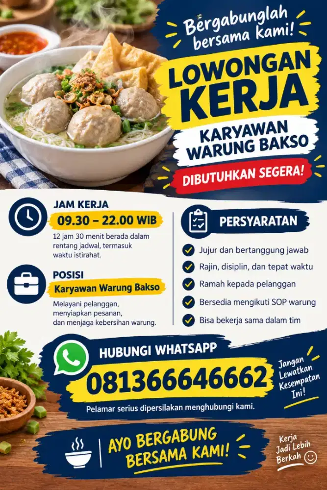 Di cari pegawai sebagai waiters