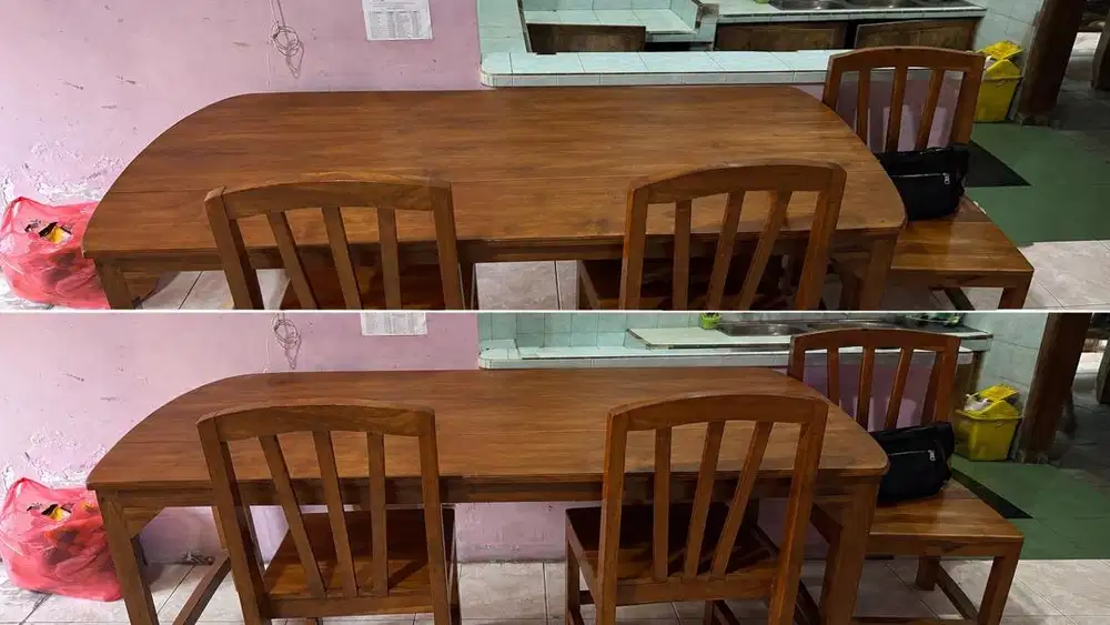 Set Meja Makan dan 6 Kursi Kayu Jati