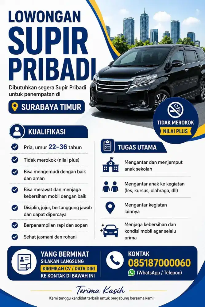 LOKER Supir Pribadi