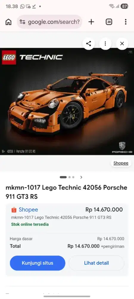 lego technic 42056 porsche 911 gt3 rs original