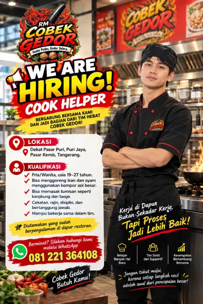 LOWONGAN KERJA – COOK HELPER