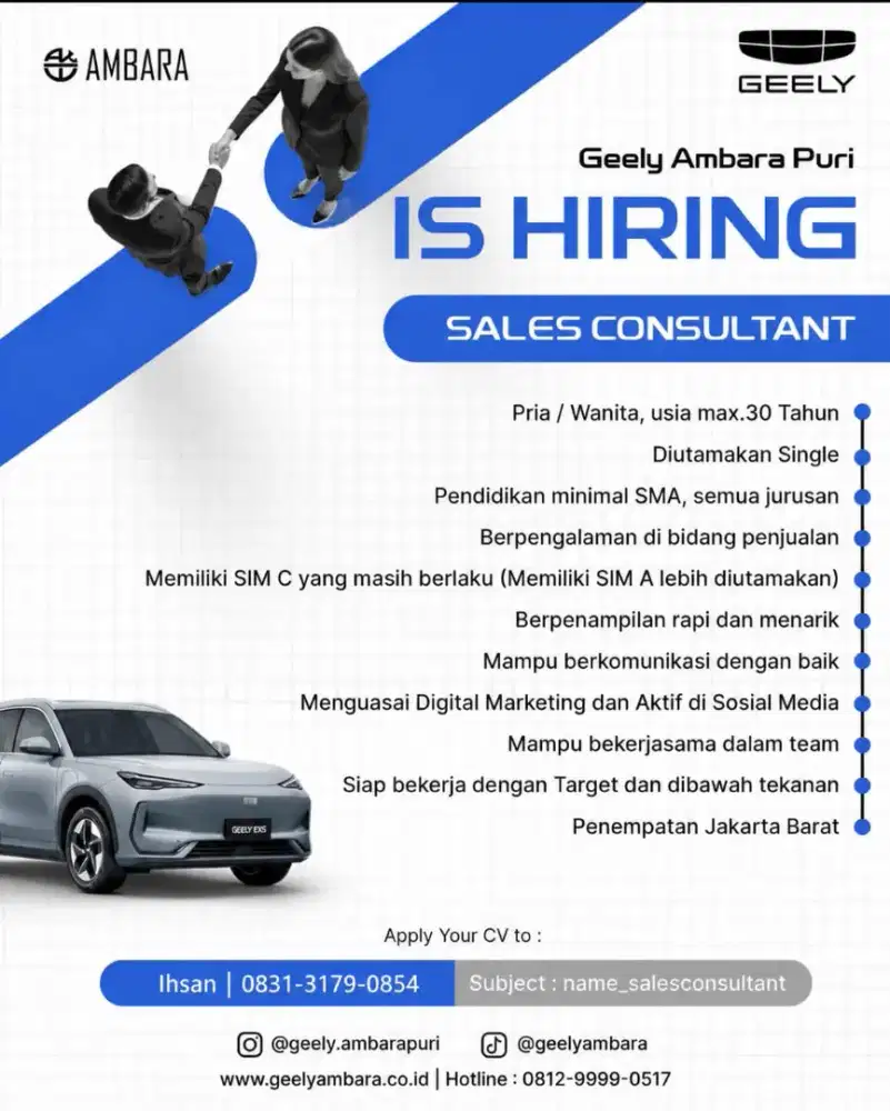 LOKER SALES GEELY PURI