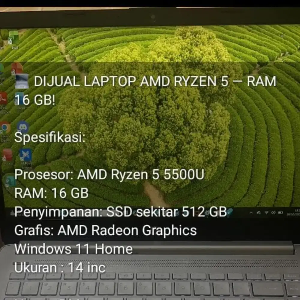 Laptop hp Amd ryzen 5 5500u 16 gb