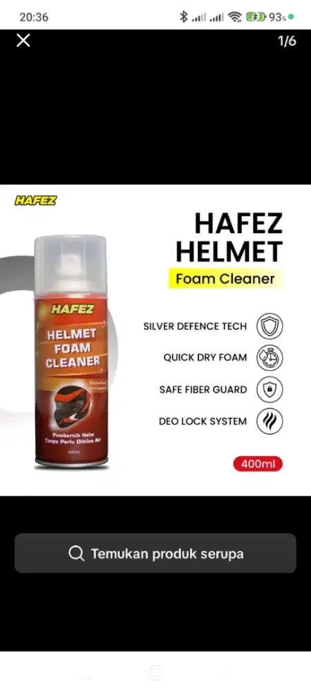 Hafez Helmet Foam Cleaner 400ml Pembersih Helm Tanpa Bilas Anti Bau