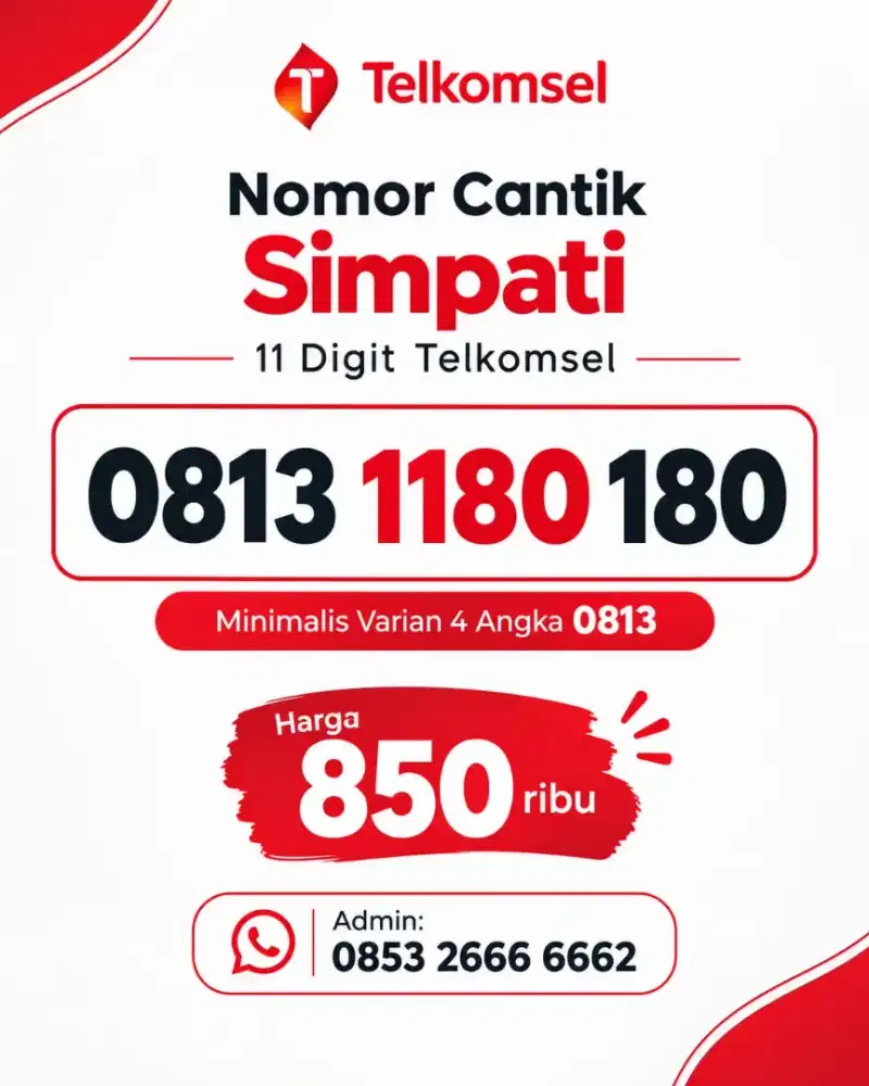 Simpati telkomsel nomor cantik minimalis varian 0813