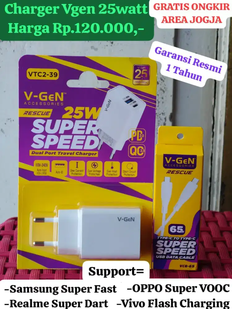 Charger Vgen 25W Super Fast Charging ( GRATIS ONGKIR )