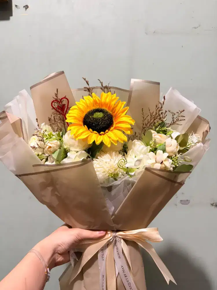 Buket Bunga Matahari Besar / Sunflower Bouquet Preloved Mewah & Mulus