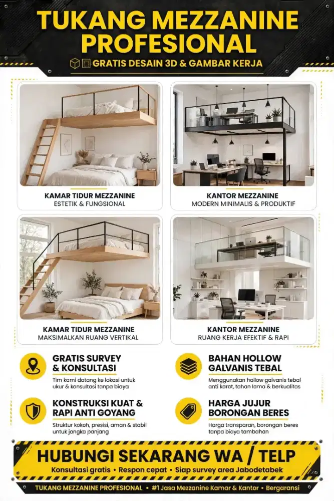 Pasang Mezzanine Rumah & Ruko - Free Konsultasi & Desain