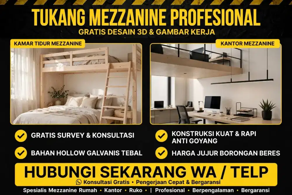 Mezzanine Kamar Tidur Estetik Industrial - Tukang Berpengalaman