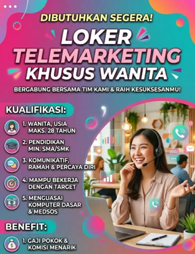 di butuhkan telemarketing wanita