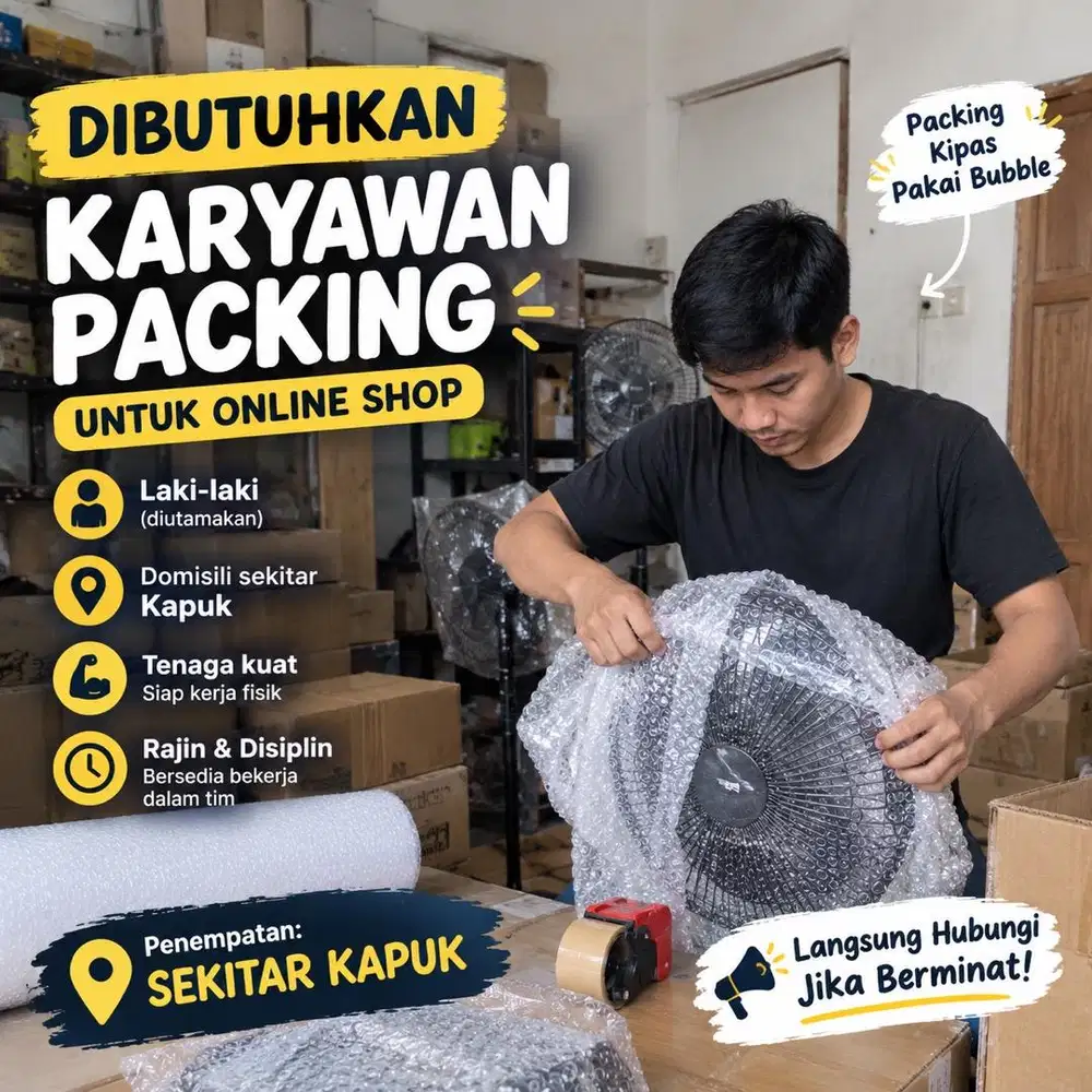 LOWONGAN KERJA STAFF PACKING ONLINE SHOP
