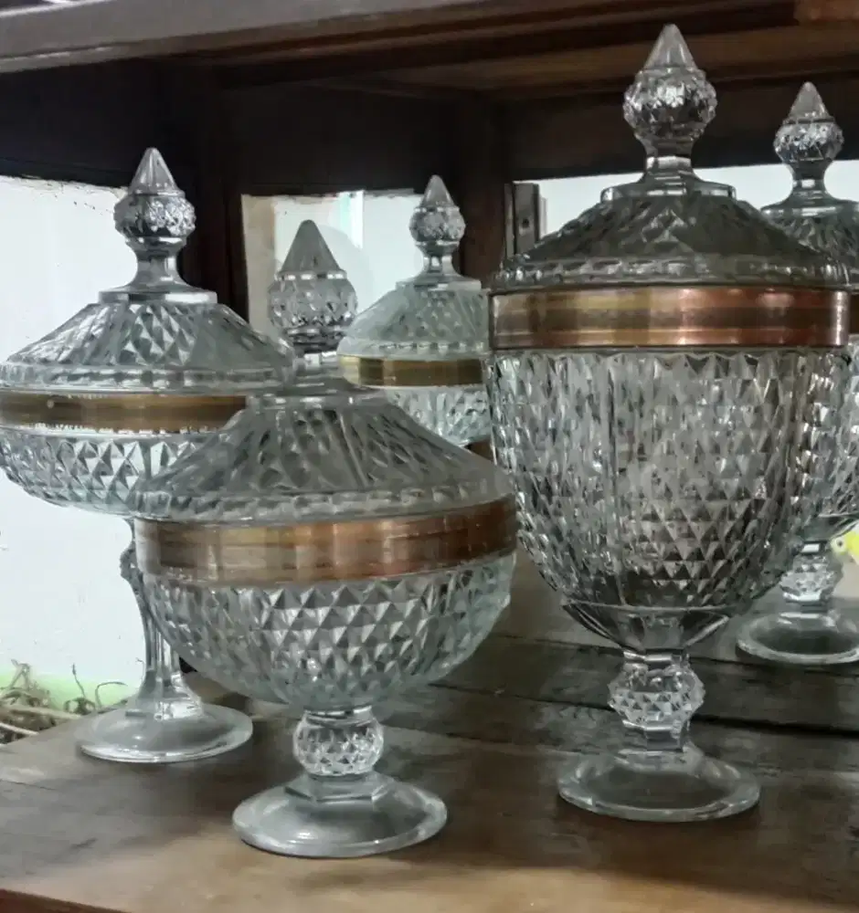 Toples kaca kristal lis emas 1 set(3 bh)& kristal polos bs beli satuan