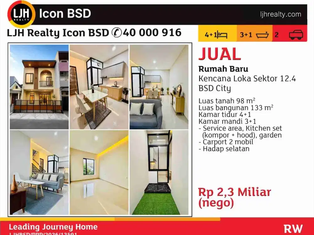 Di Jual Rumah Hunian Baru di Kencana Loka Sektor 12, 4 BSD City