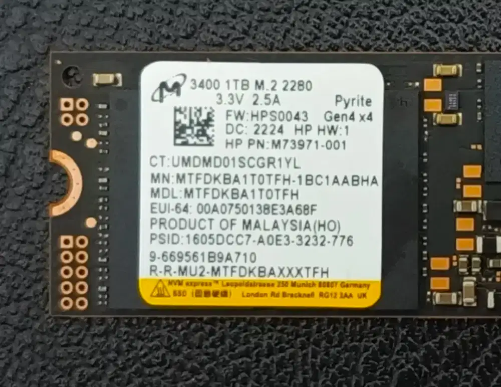 SSD NVME Gen 4 Micron 3400 1TB