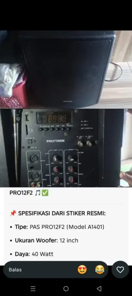 Dijual Polytron Professional Active Speaker PAS PRO12F3