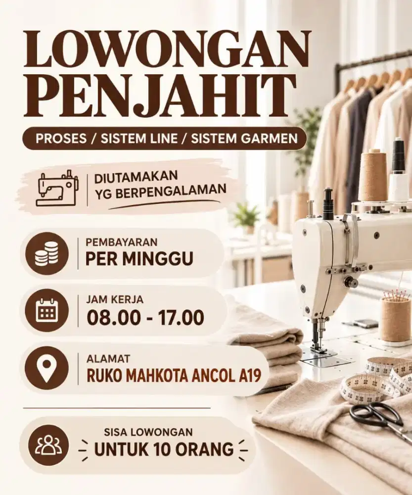 lowongan penjahit garmen