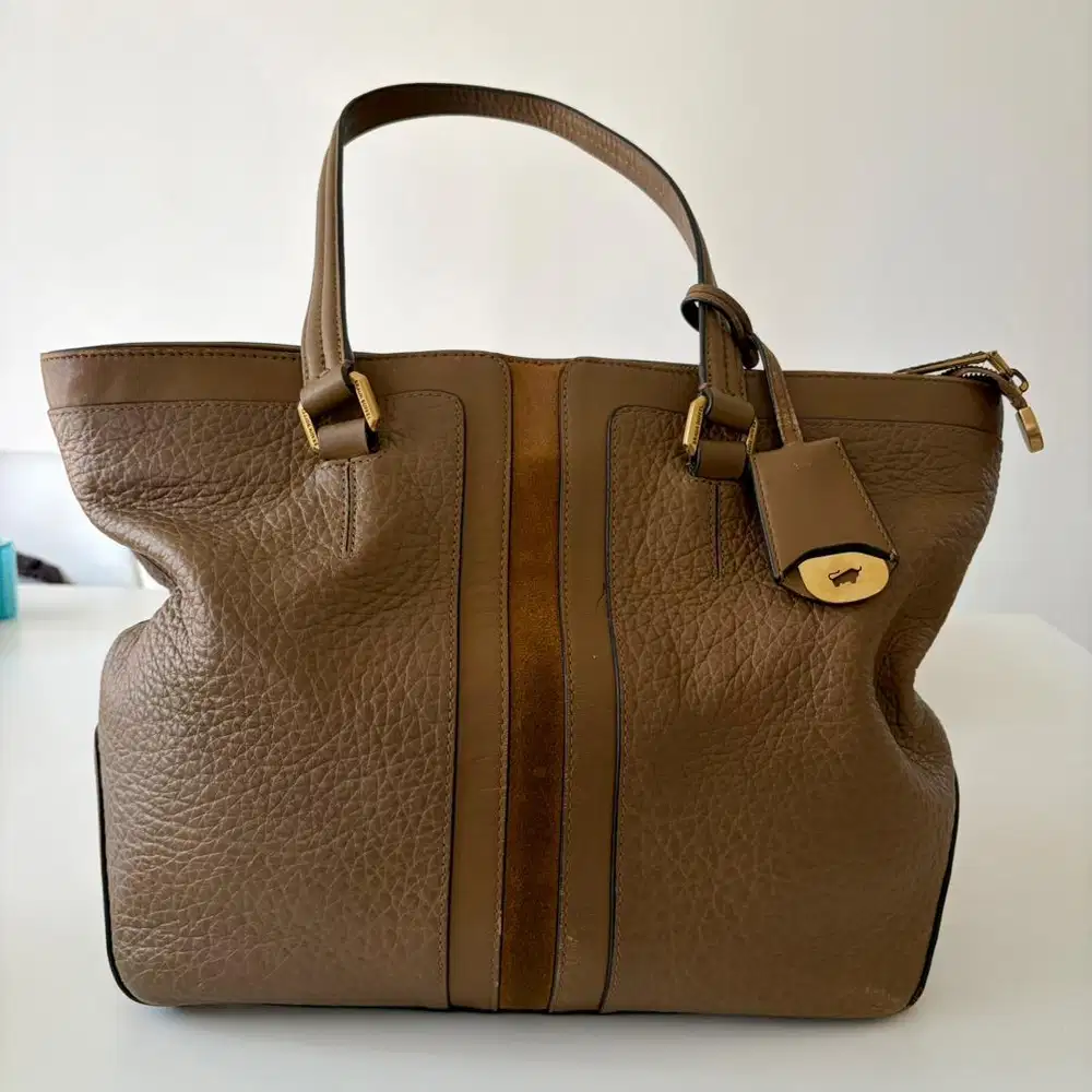 Tas vintage and authentic Braun Büffel Leather Tote Bag / Shoulder Bag