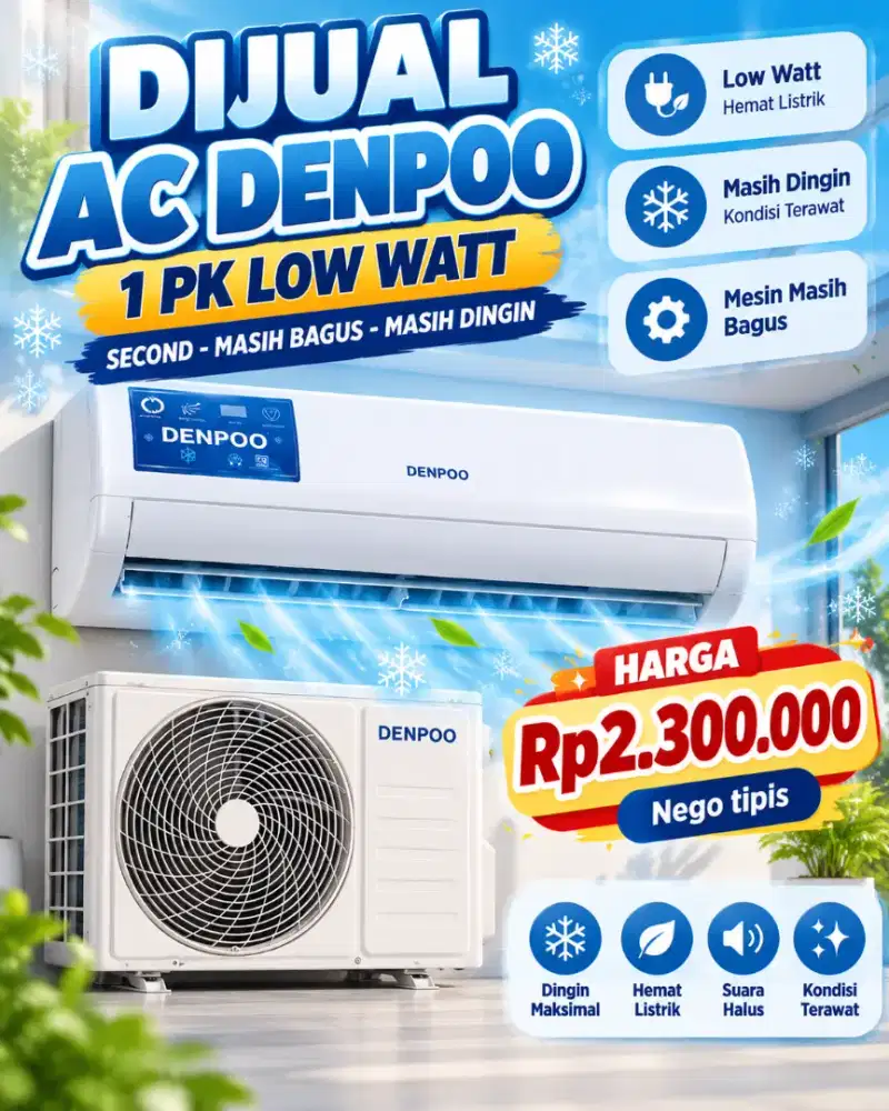 AC DENPOO 1 PK Low Watt Bekas Masih Dingin
