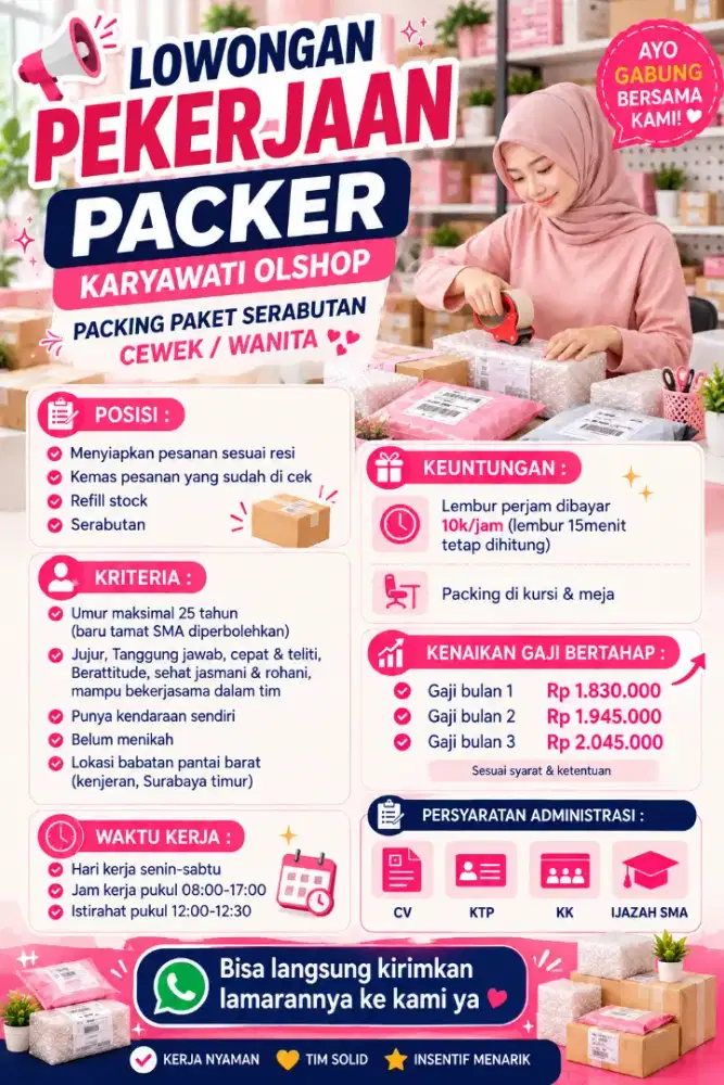 LOWONGAN KERJA PACKER PACKING PAKET ONLINE SHOP WANITA SERABUTAN
