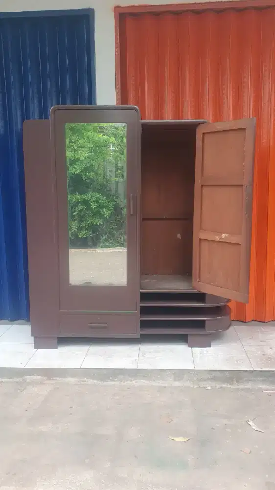 Lemari gendong lemari art deco jati tua blok selembaran kayunya