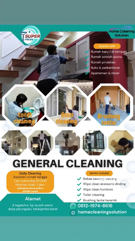 Jasa cleaning service rumahan perkantoran gudang lestoran dan lain ..