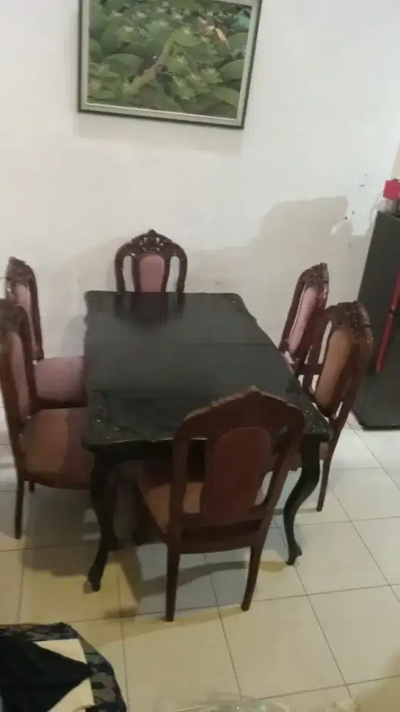 Meja makan kayu jati full set