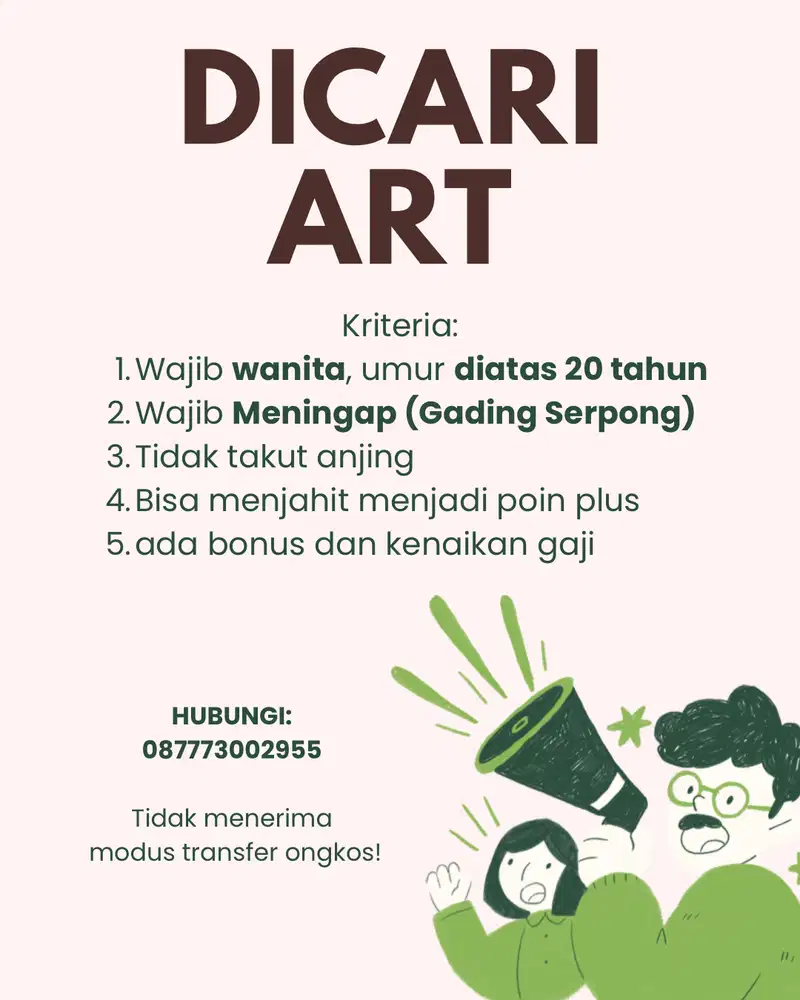 Dicari Asisten Rumah Tangga